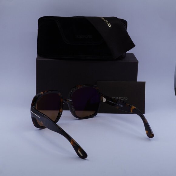 Tom Ford FT1221 52E Saffron Square Sunglasses - Dark Havana\Brown - Picture 4 of 10